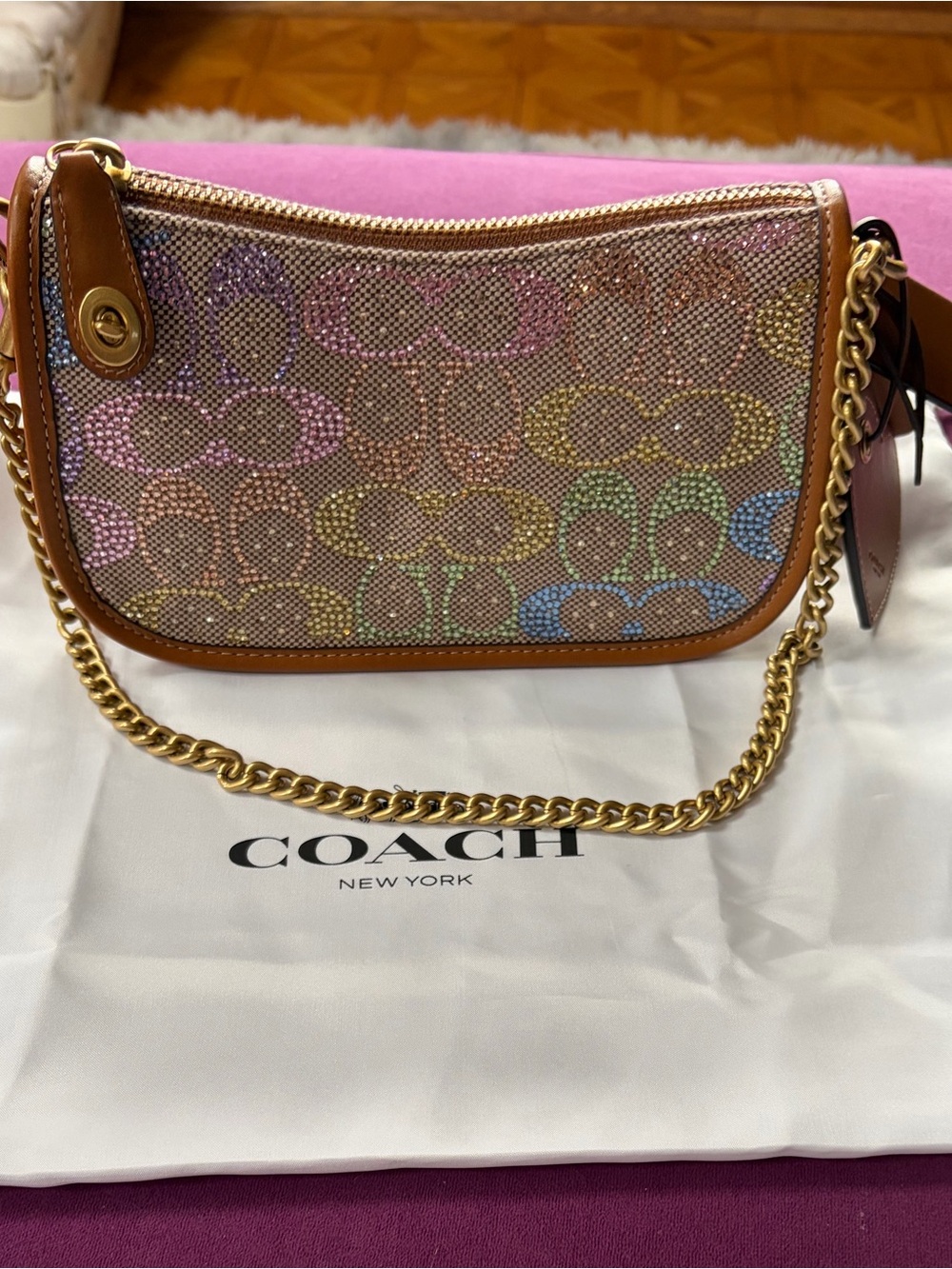 Coach Swinger 20 Rainbow Crystal Jacquard